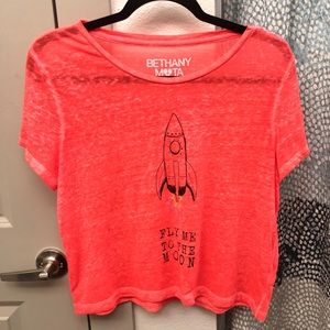Bethany Mota Burnout Neon Crop Top Sz L